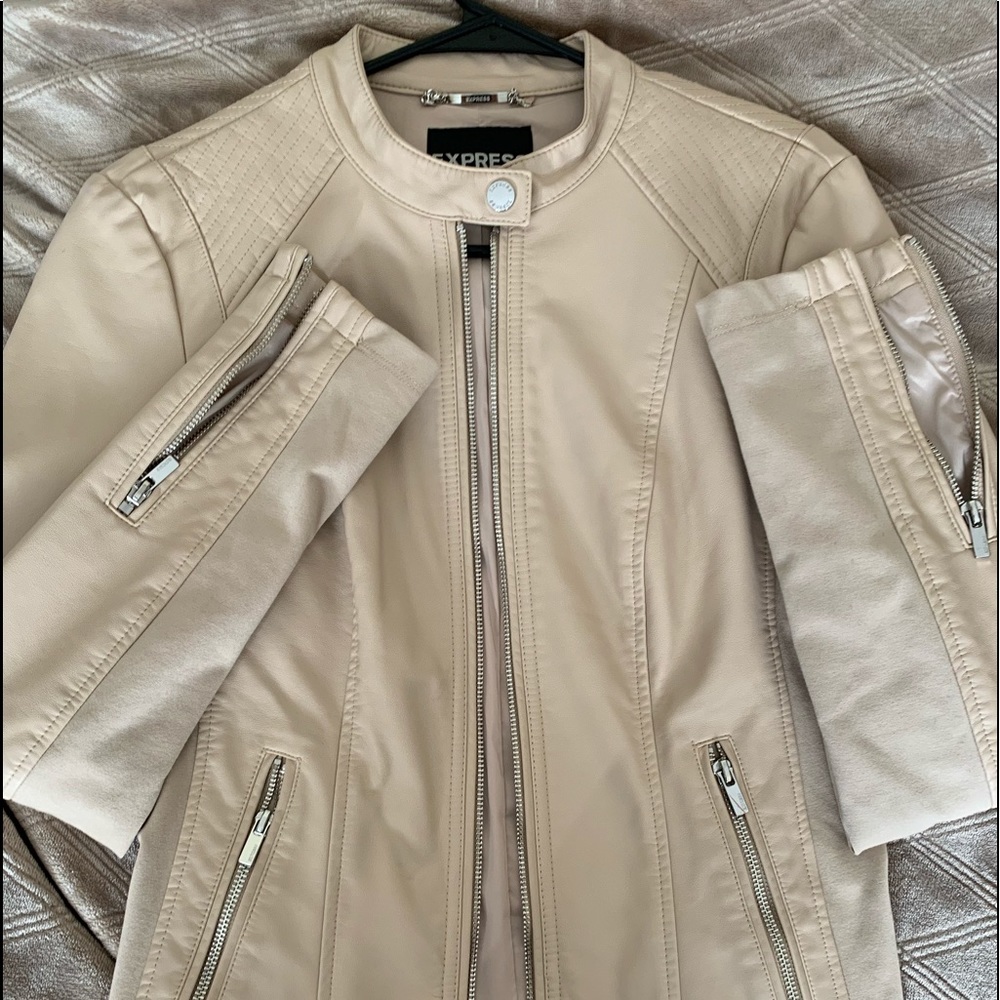 Express beige leather jacket